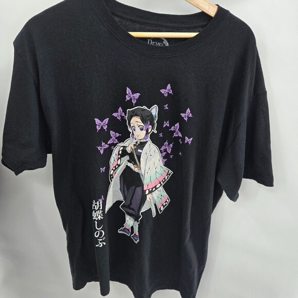 Demon Slayer Kimetsu no Yaiba Shinobu Kocho Butterfly Short Sleeved T-Shirt L - Picture 1 of 5